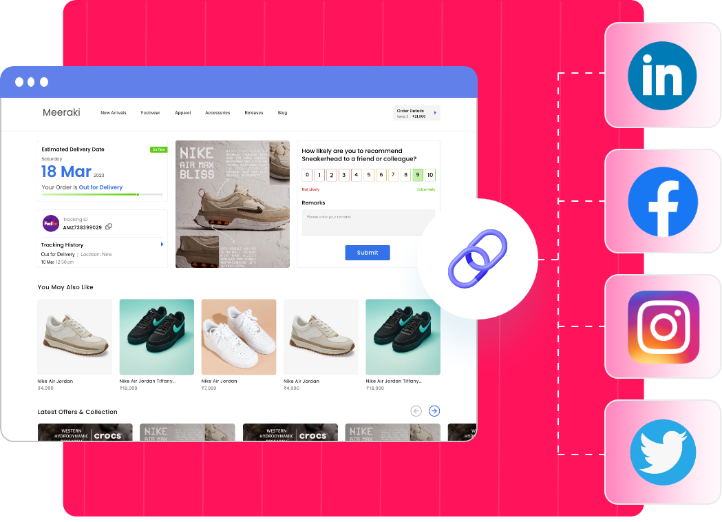 Social media links & tracking widget